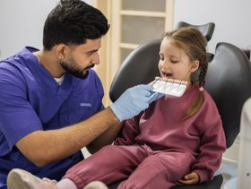 طفلة عند طبيب الأسنان