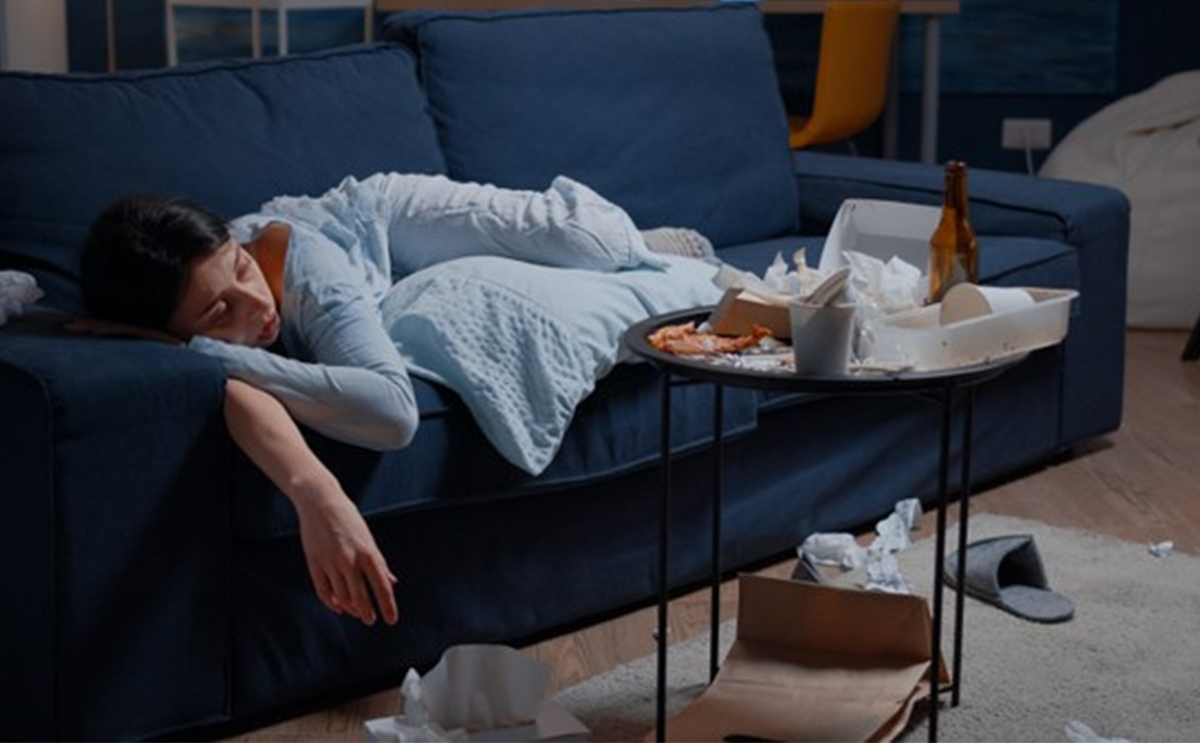 Furniture, Couch, Person